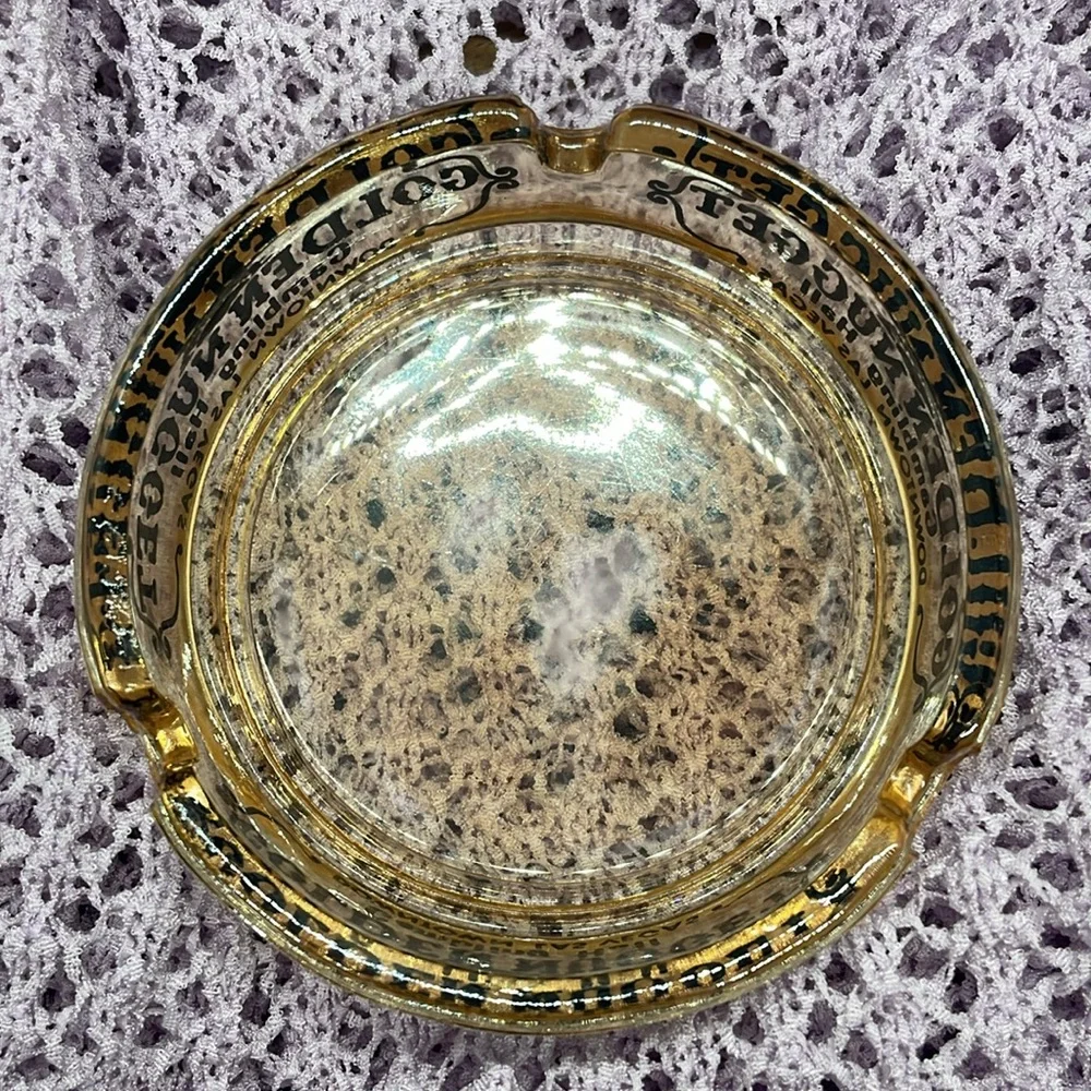 Vintage 60’s Golden Nugget Gambling Hall Las Vegas iridescent amber ashtray